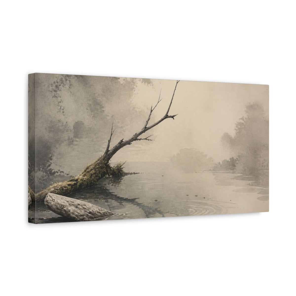 Side Mockup 3. Wabi-Sabi Fallen Branch shown as canvas print