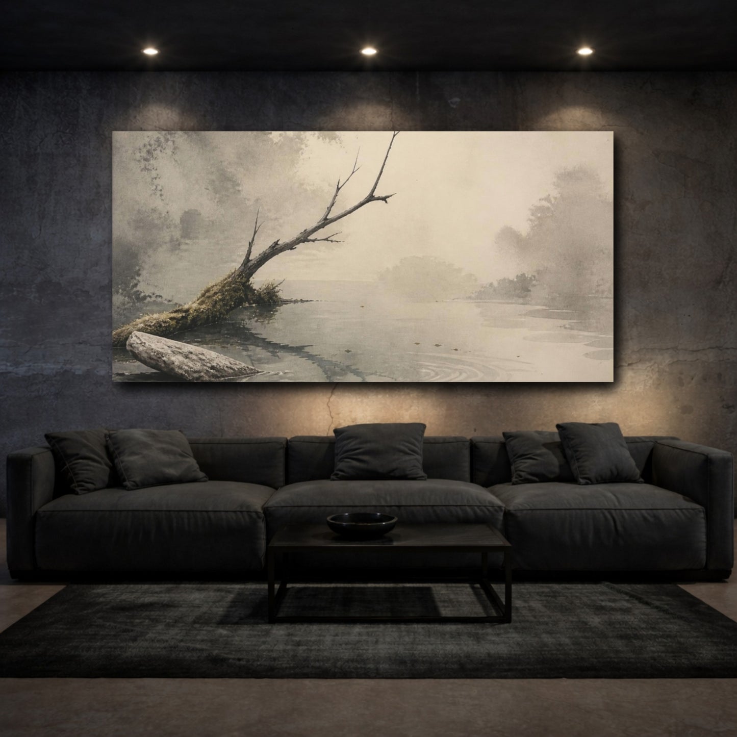 Mockup 3. Wabi-Sabi Fallen Branch shown as canvas print