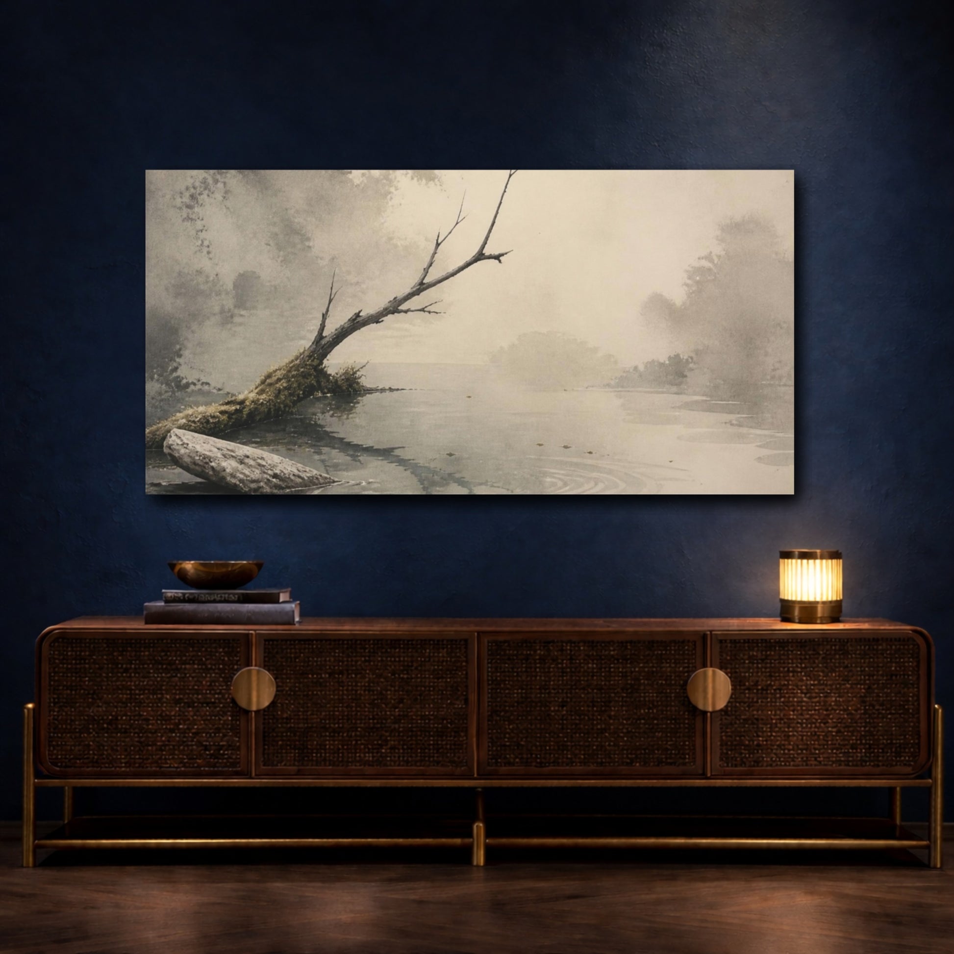 Mockup 4. Wabi-Sabi Fallen Branch shown as canvas print