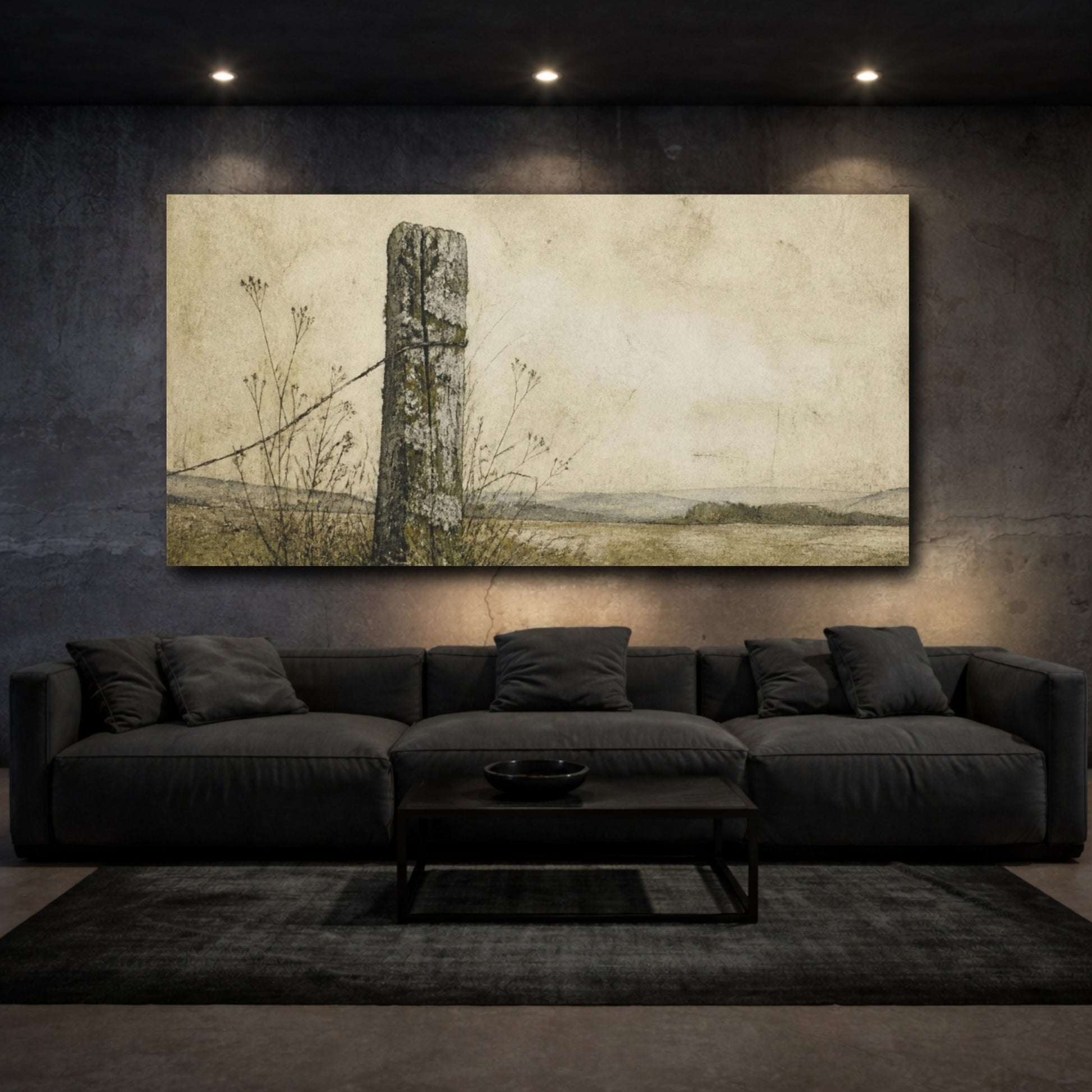 Mockup 3. Wabi Sabi Fence Post shown as canvas print