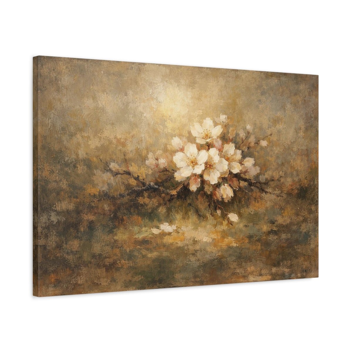 Wabi Sabi Flower Blossom White Floral - Canvas Wall Art Print - YesArtYes