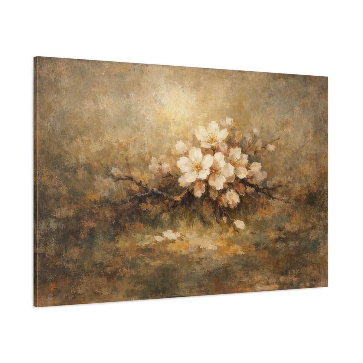 Wabi Sabi Flower Blossom White Floral - Canvas Wall Art Print - YesArtYes
