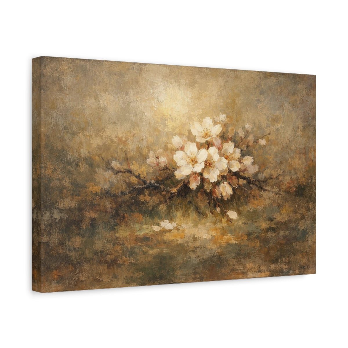 Wabi Sabi Flower Blossom White Floral - Canvas Wall Art Print - YesArtYes