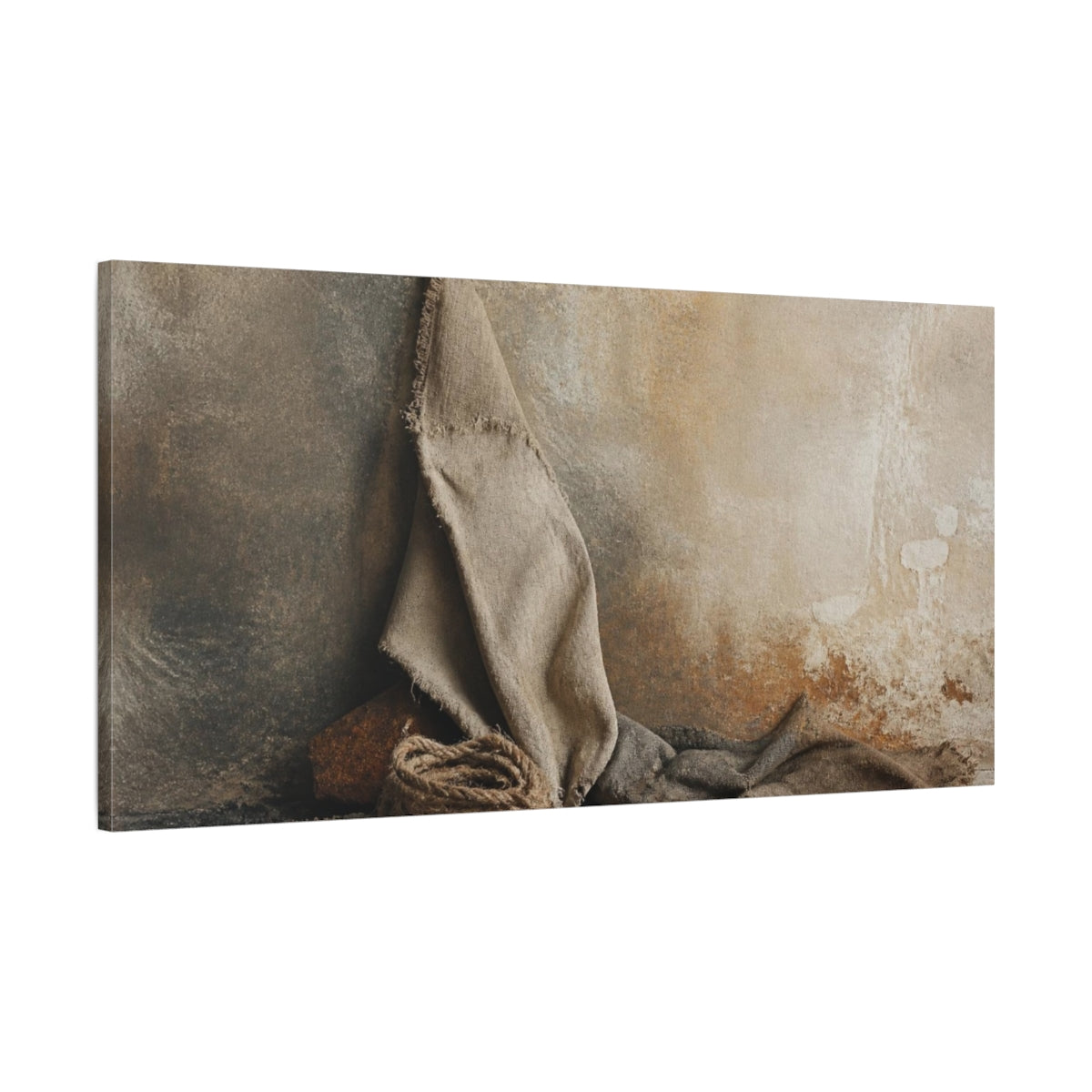 Main Mockup. Wabi Sabi Frayed Cloth shown as canvas print