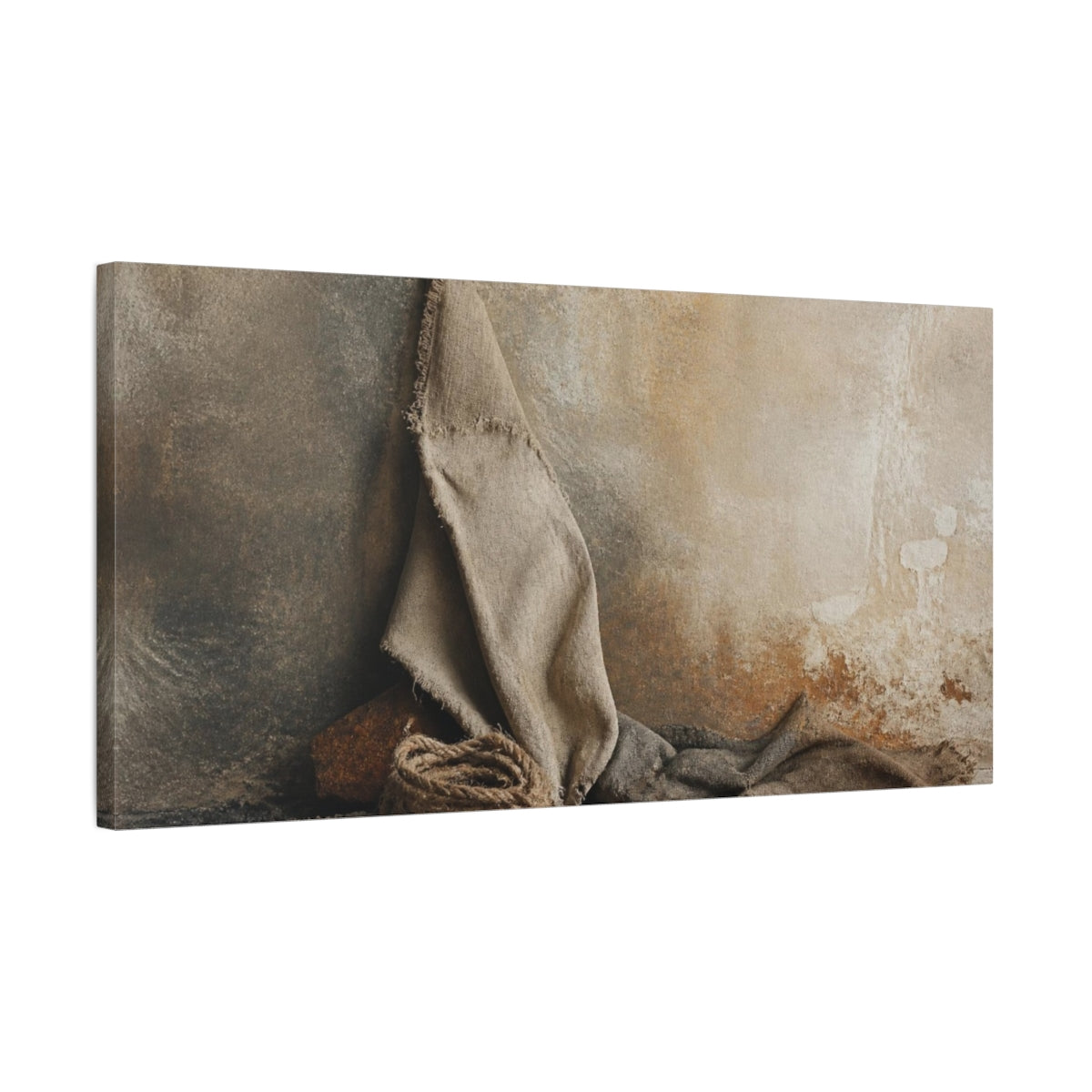 Side Mockup 1. Wabi Sabi Frayed Cloth shown as canvas print