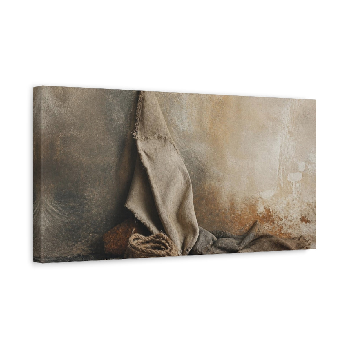 Side Mockup 3. Wabi Sabi Frayed Cloth shown as canvas print