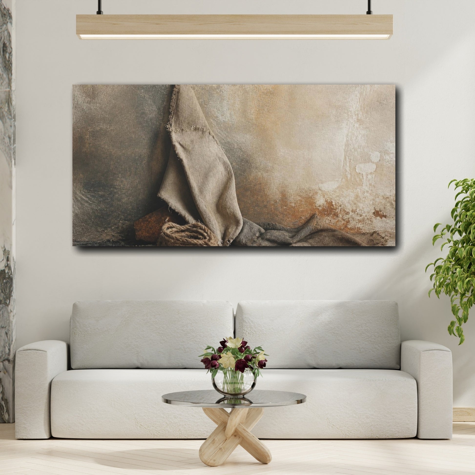Mockup 2. Wabi Sabi Frayed Cloth shown as canvas print
