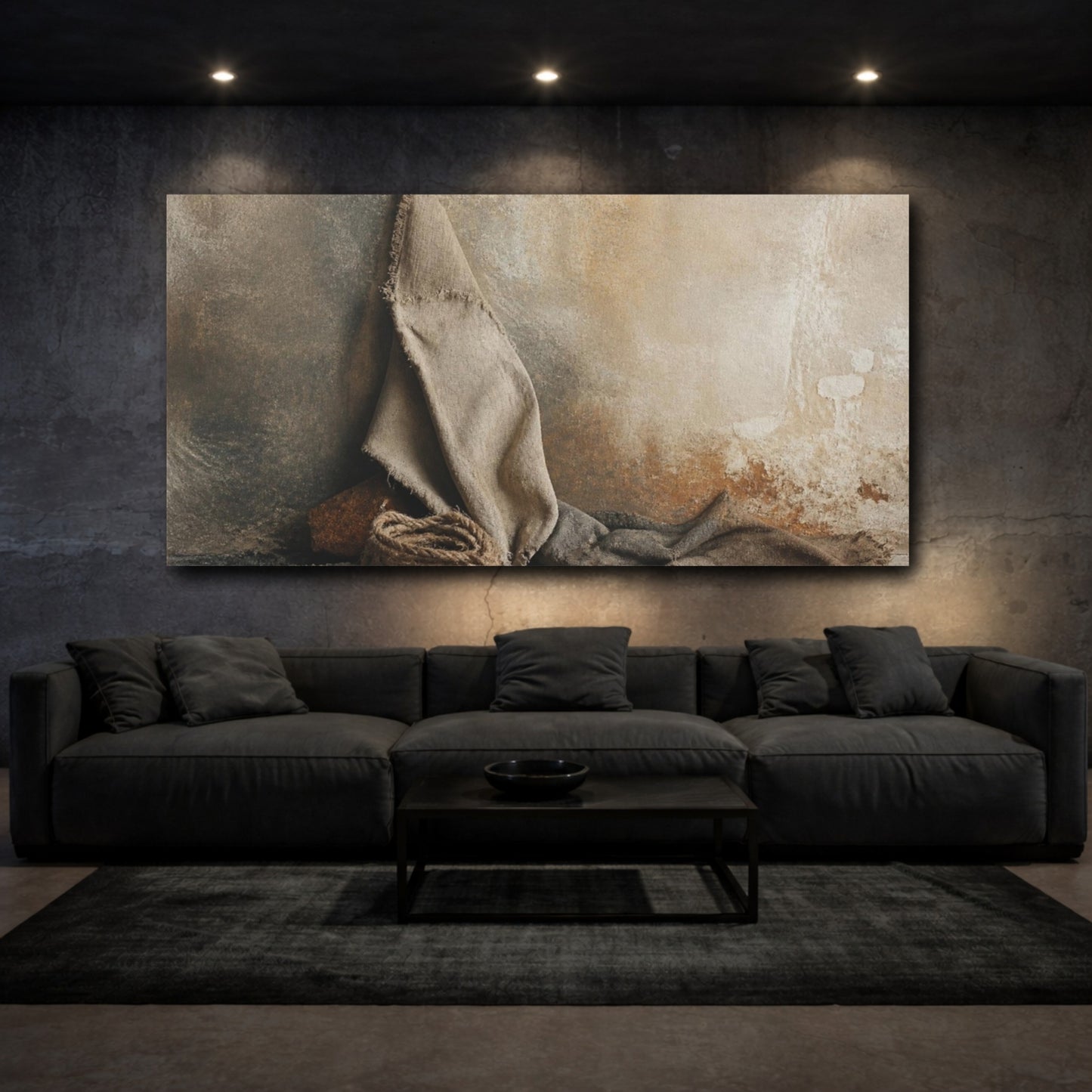 Mockup 3. Wabi Sabi Frayed Cloth shown as canvas print