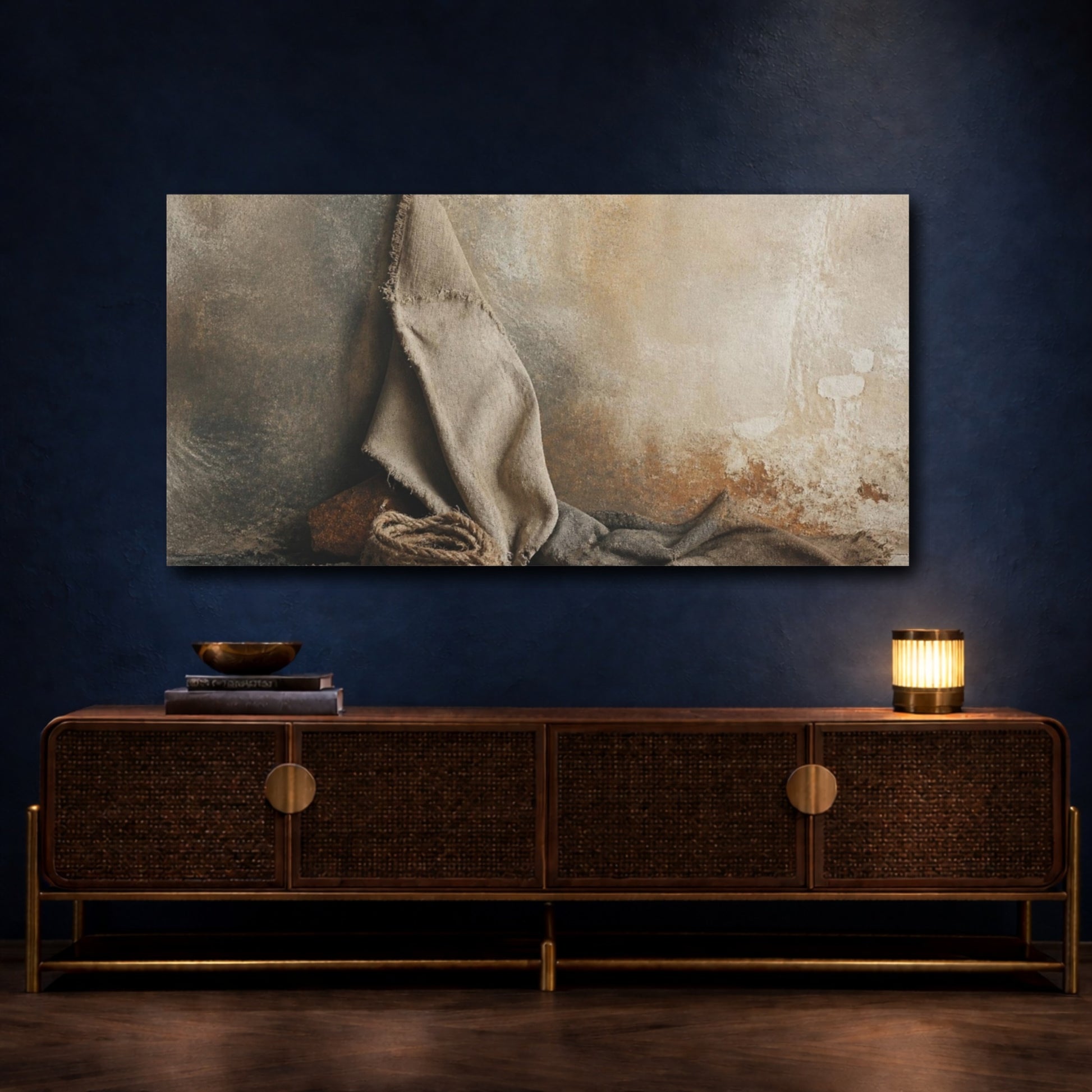 Mockup 4. Wabi Sabi Frayed Cloth shown as canvas print