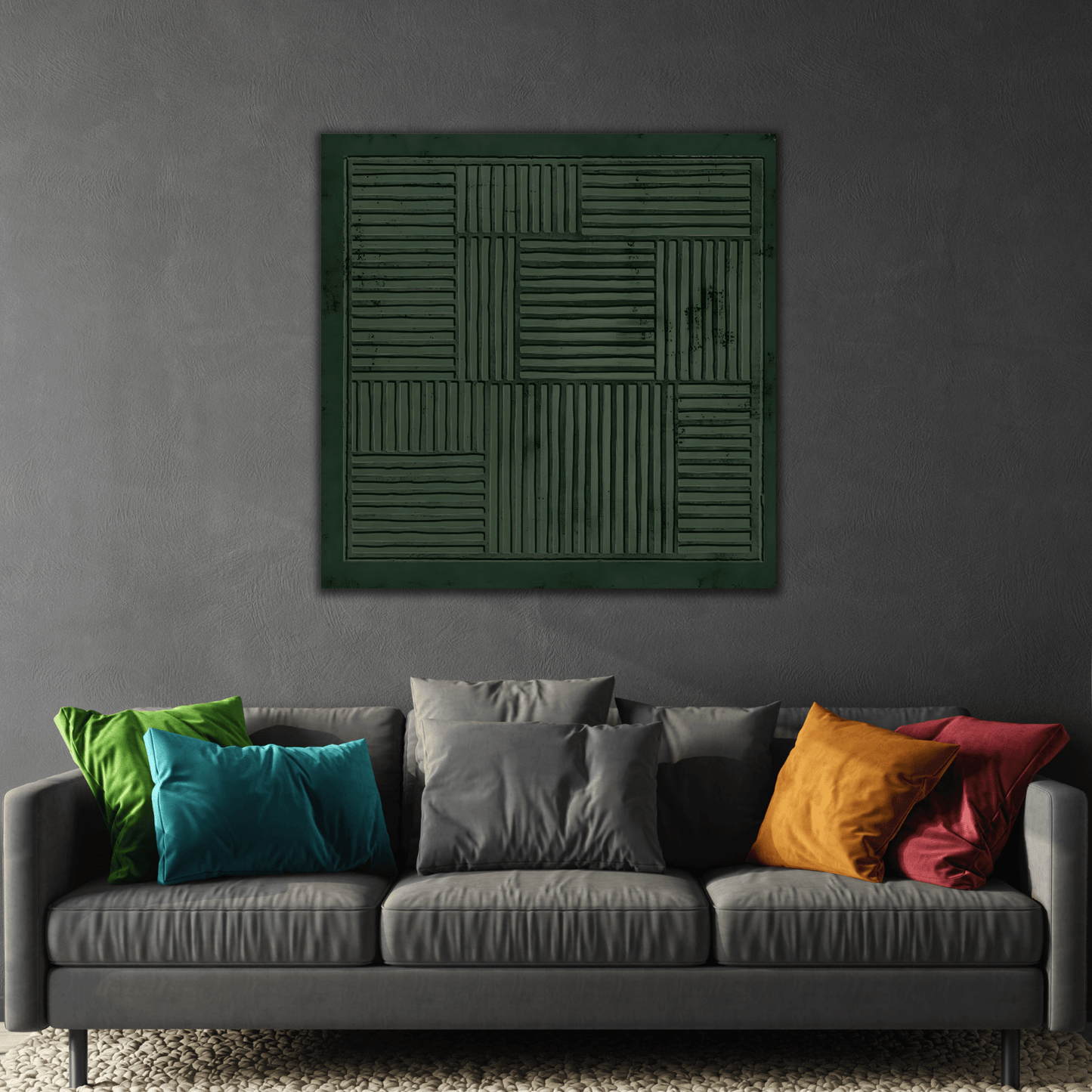 Wabi - Sabi Green Canvas Painting Print - Abstract Japanese 3d Texture Wall Art - YesArtYes