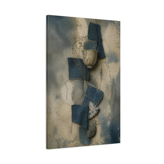 Wabi Sabi Indigo Cloth Canvas Print – Living Room, Above Console Table, Beige - YesArtYes