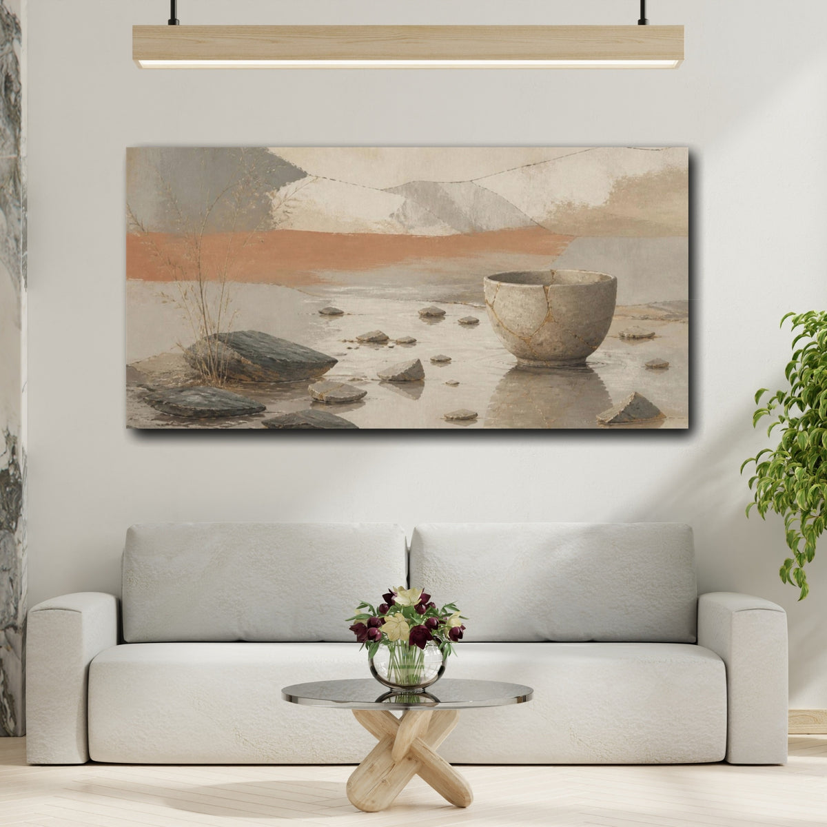 Mockup 2. Wabi Sabi Kintsugi Bowl shown as canvas print