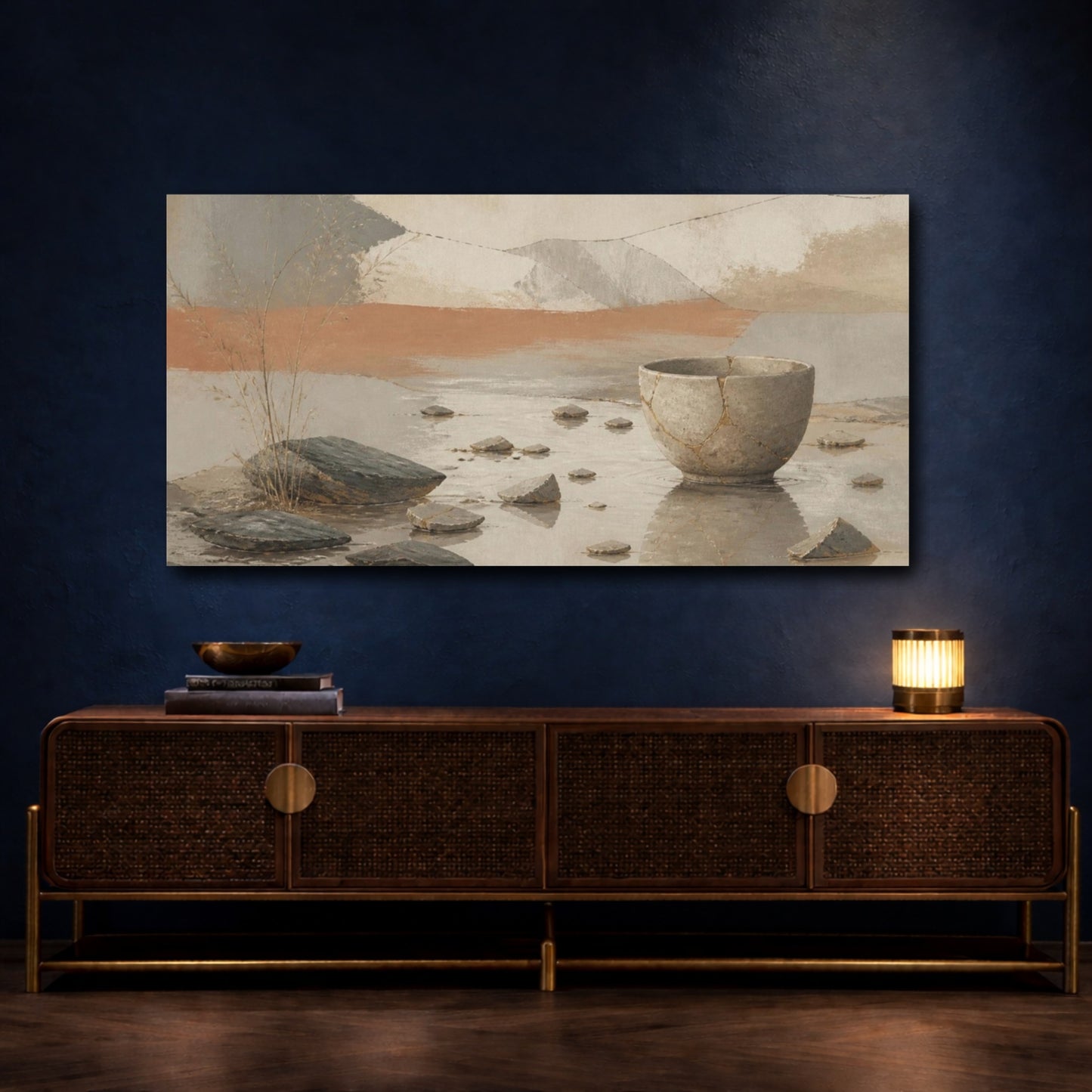 Mockup 4. Wabi Sabi Kintsugi Bowl shown as canvas print