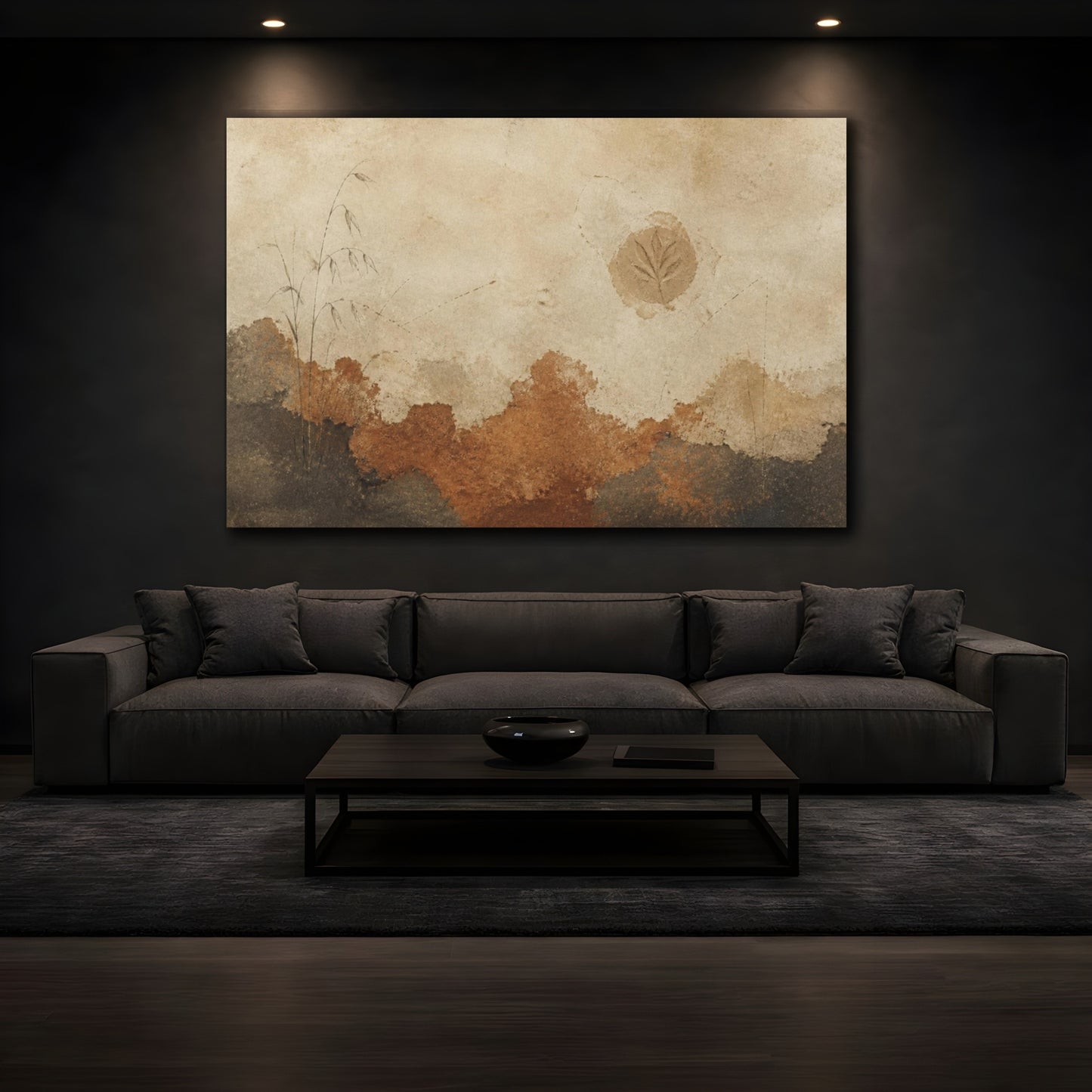 Mockup 3. Wabi Sabi Leaf Imprint shown as canvas print