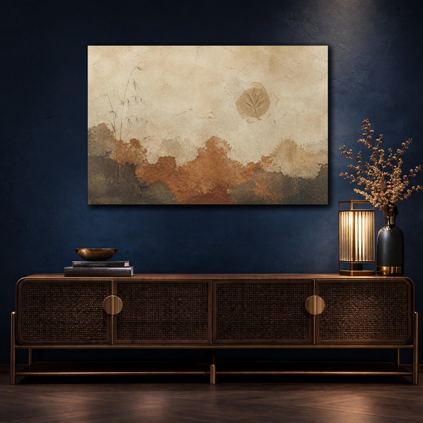 Mockup 4. Wabi Sabi Leaf Imprint shown as canvas print