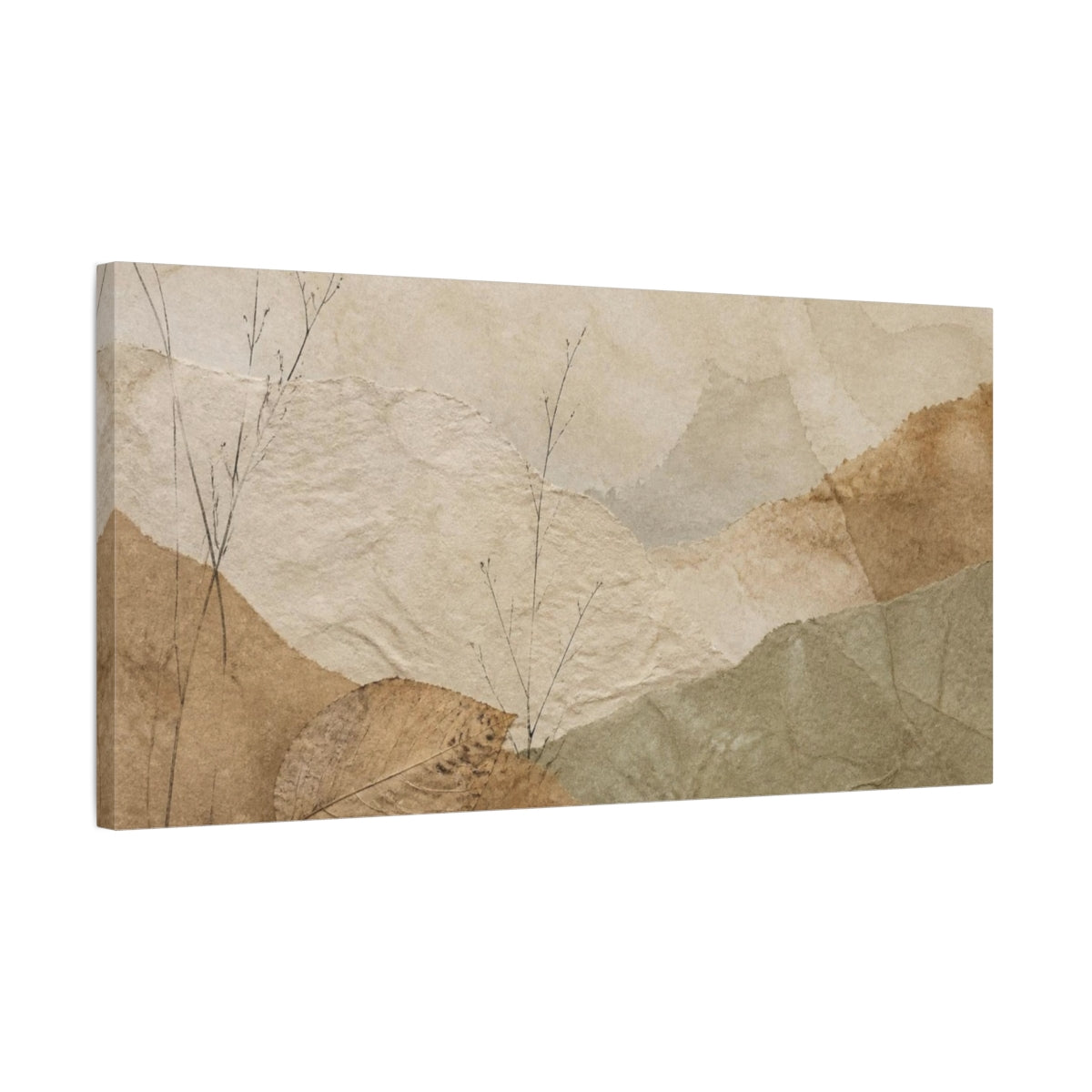Side Mockup 1. Wabi Sabi Leaf Study shown as canvas print