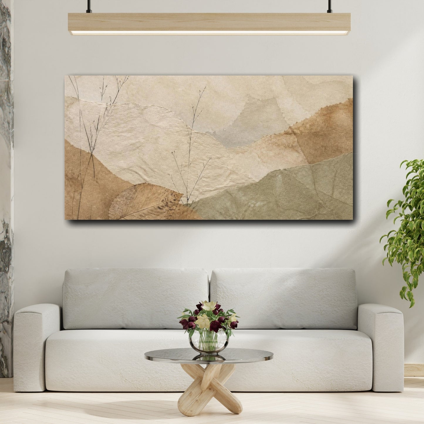 Mockup 2. Wabi Sabi Leaf Study shown as canvas print