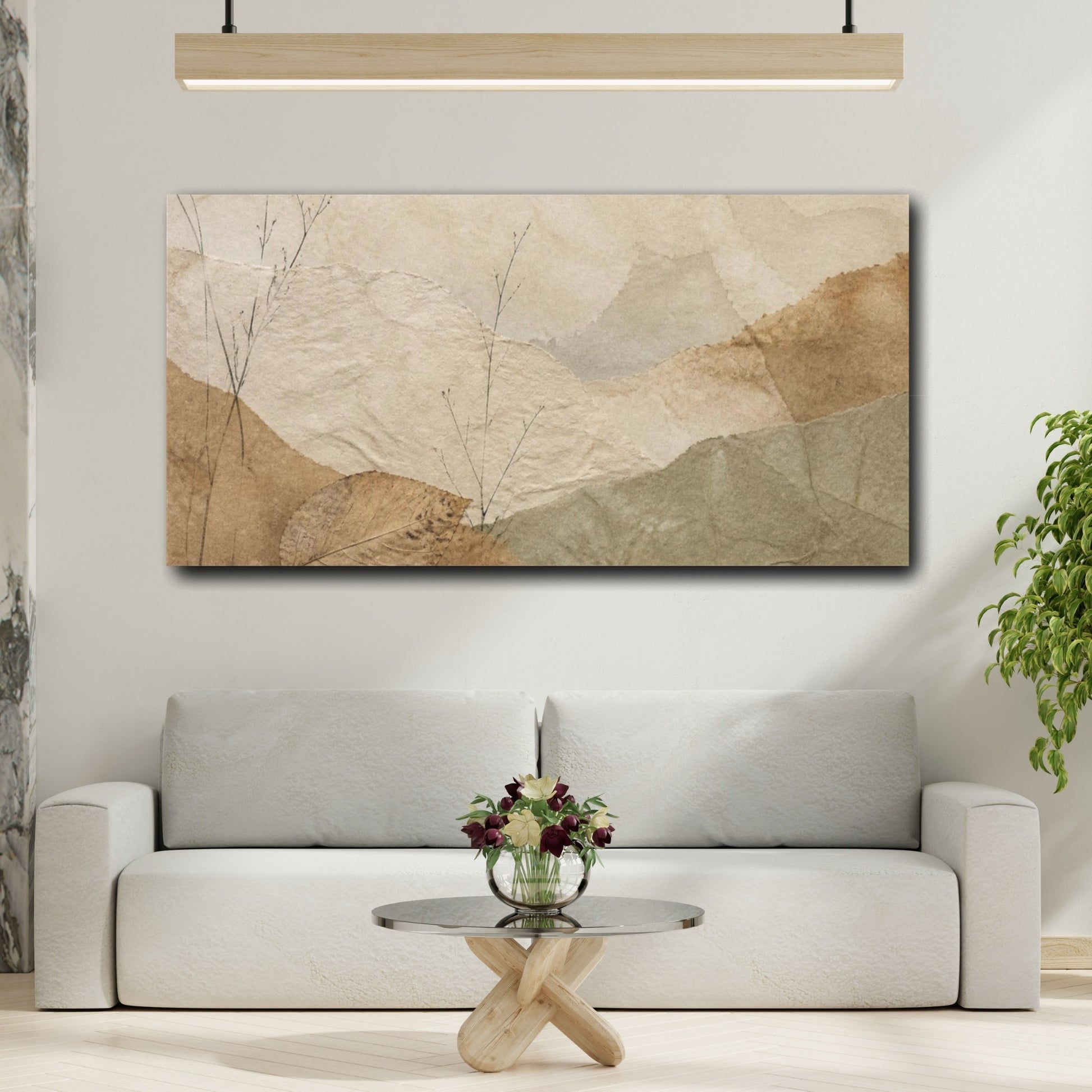 Mockup 2. Wabi Sabi Leaf Study shown as canvas print