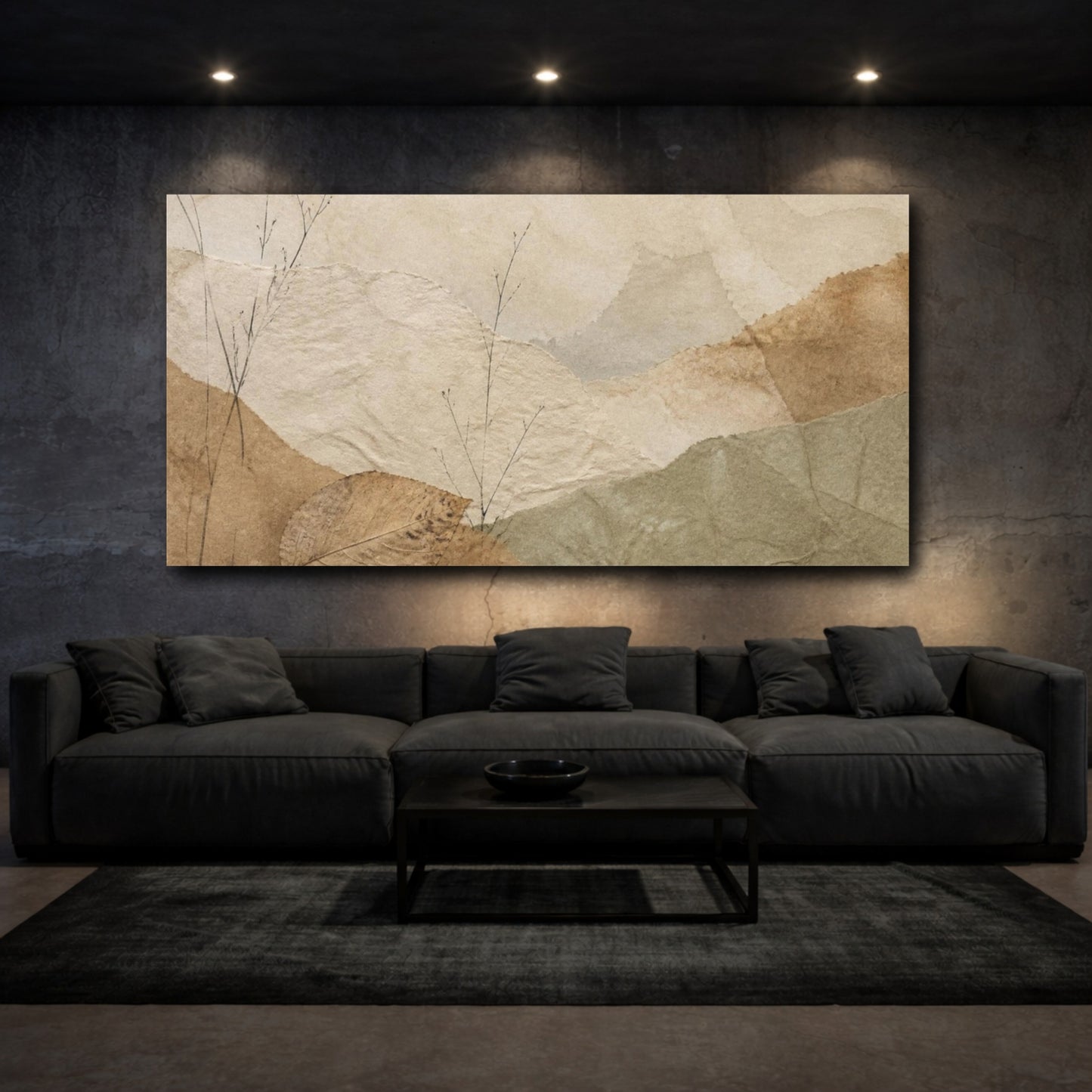 Mockup 3. Wabi Sabi Leaf Study shown as canvas print