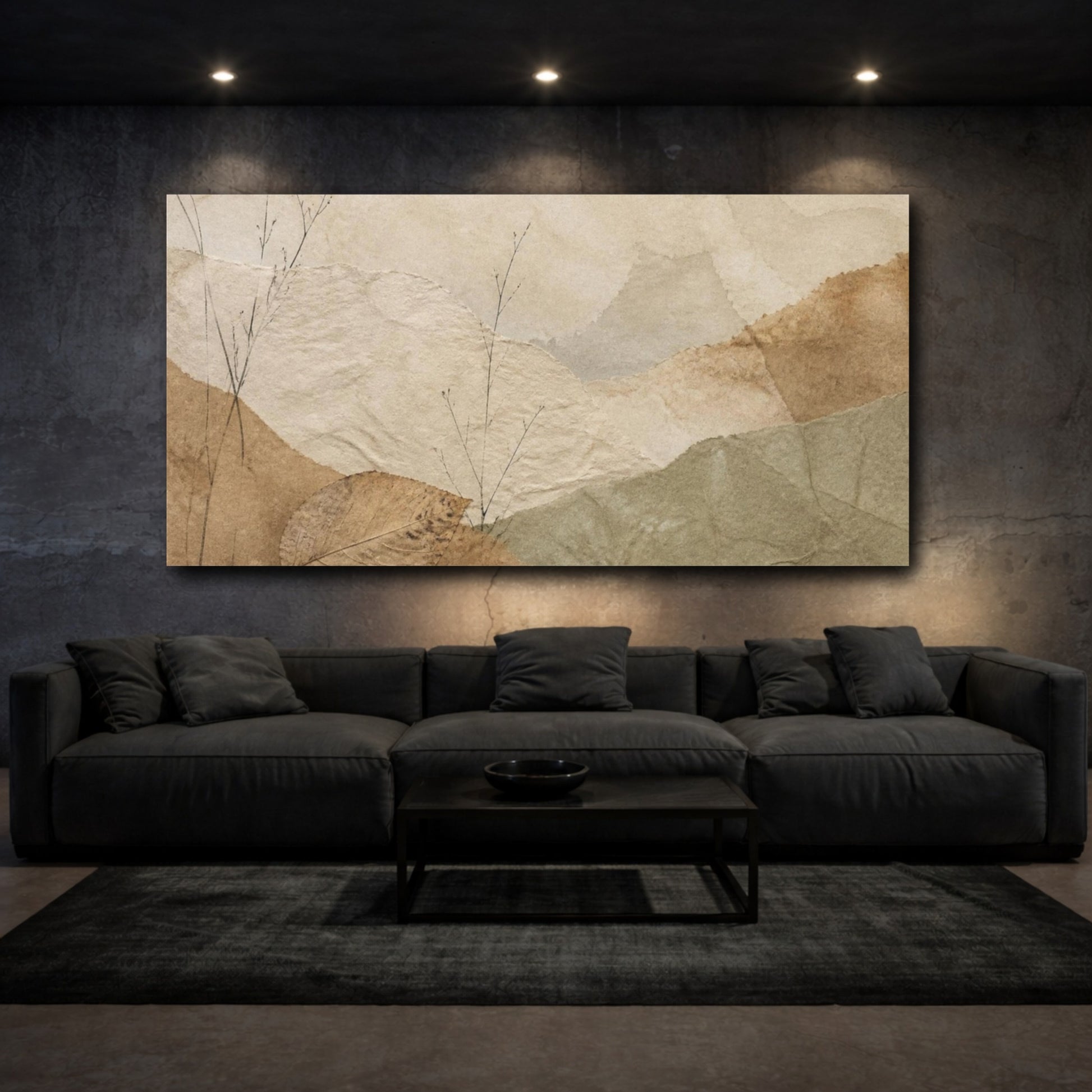 Mockup 3. Wabi Sabi Leaf Study shown as canvas print