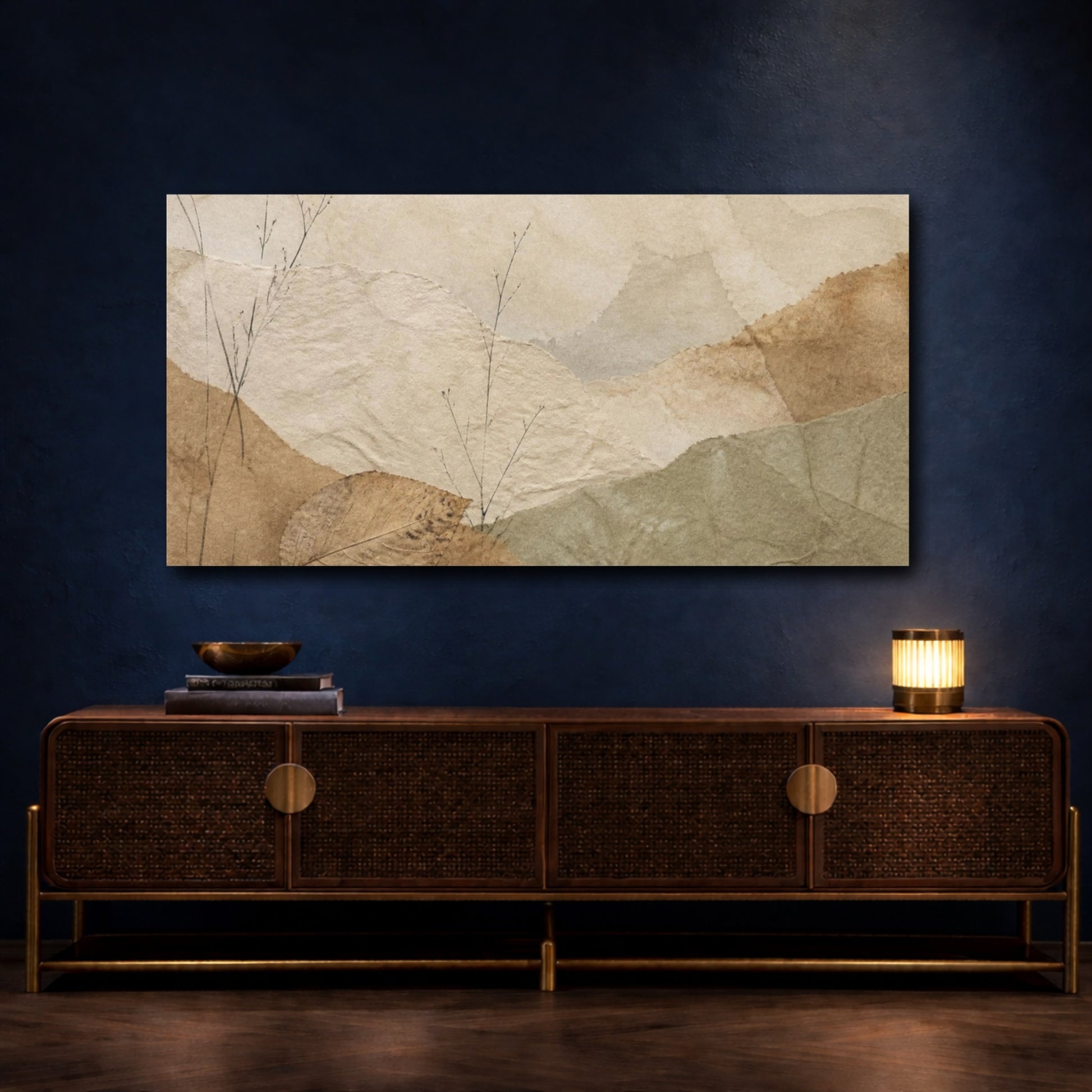 Mockup 4. Wabi Sabi Leaf Study shown as canvas print