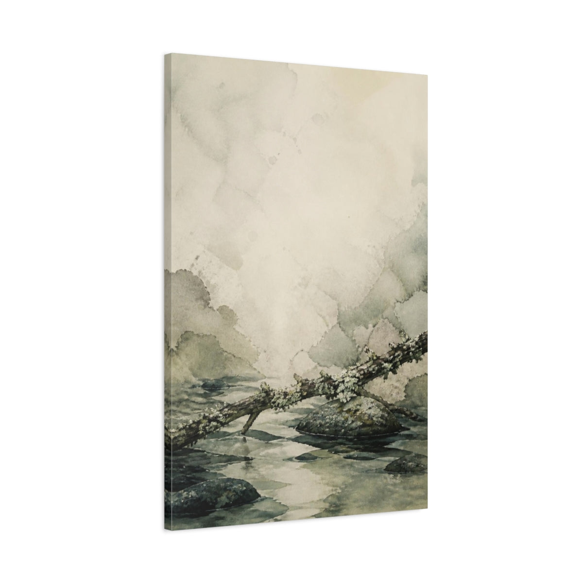 Main Mockup. Wabi Sabi Lichen Branch shown as canvas print