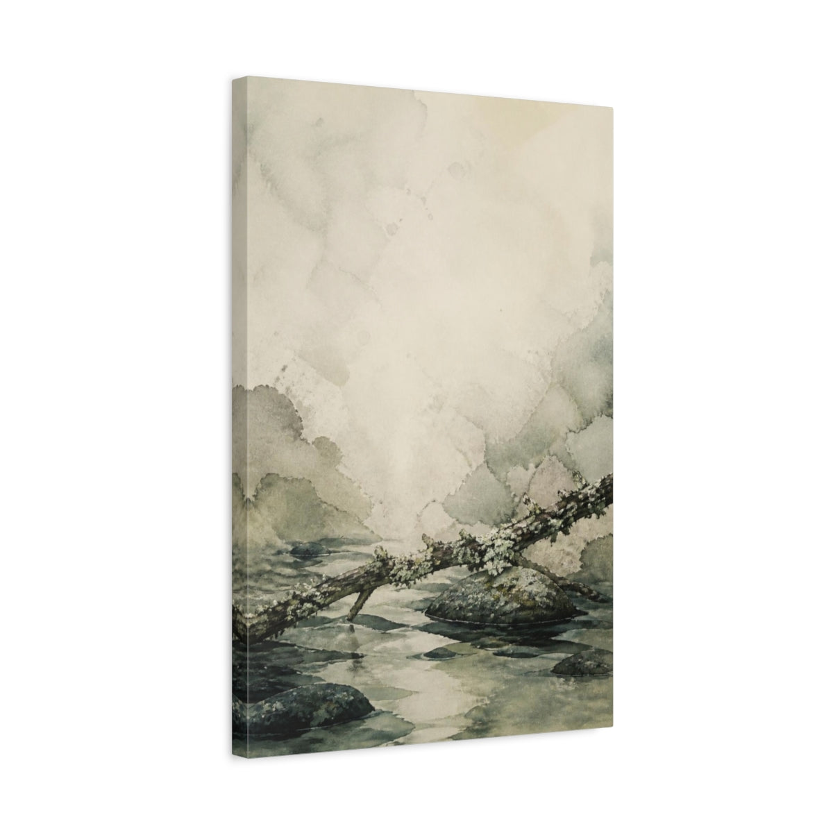 Side Mockup 3. Wabi Sabi Lichen Branch shown as canvas print