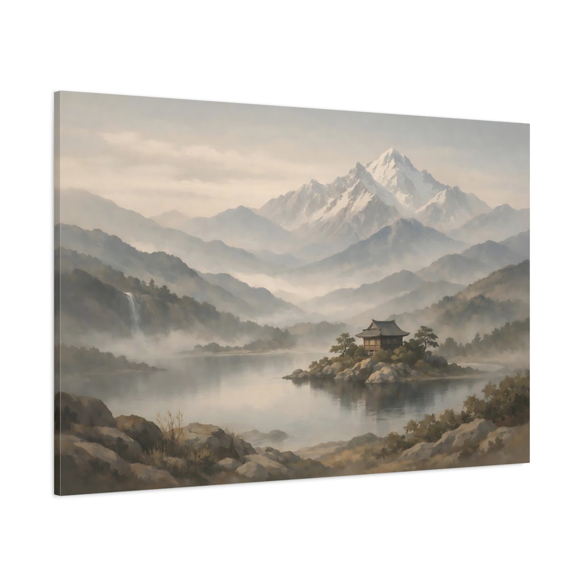 Wabi Sabi Mountain Serene shown as stretched canvas wall art