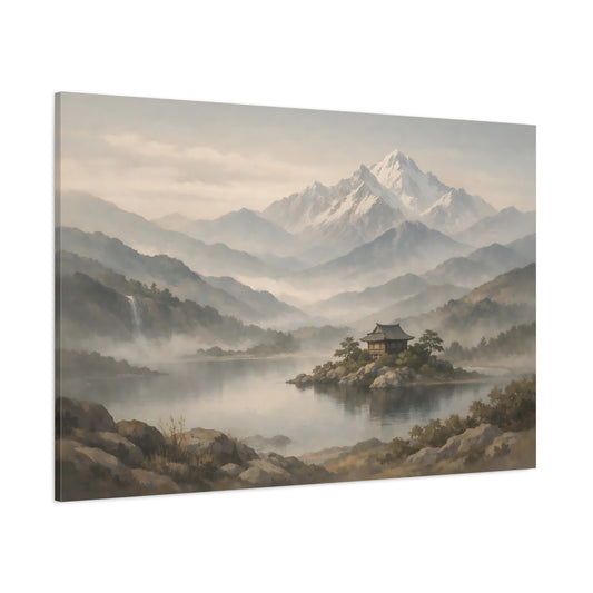 Wabi Sabi Mountain Serene shown as stretched canvas wall art