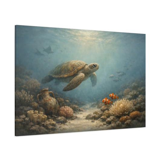 Wabi Sabi Ocean Life shown as stretched canvas wall art