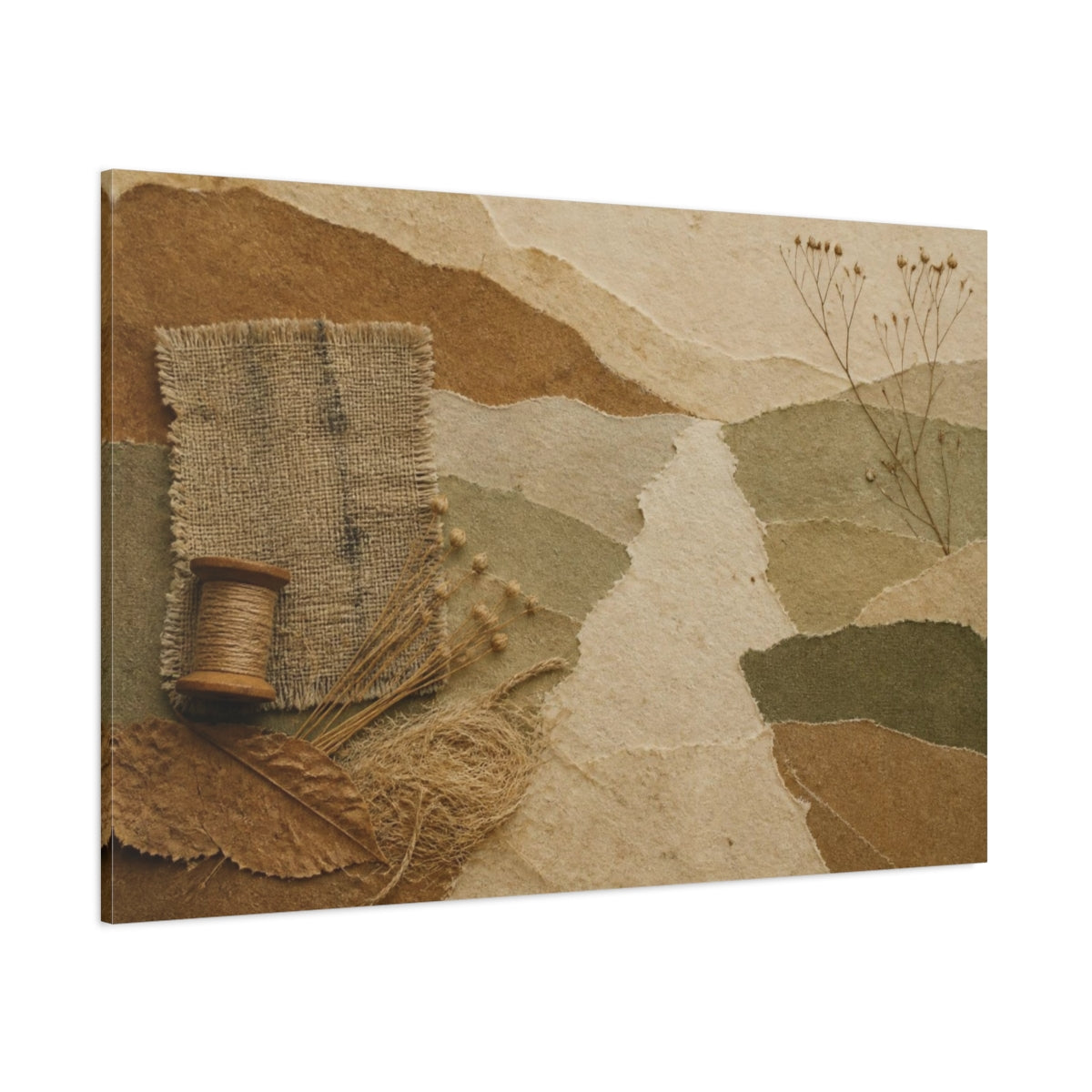 Side Mockup 1. Wabi Sabi Paper Collage shown as canvas print