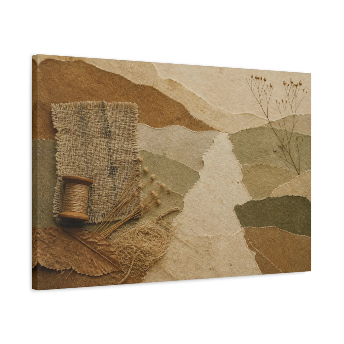 Side Mockup 2. Wabi Sabi Paper Collage shown as canvas print
