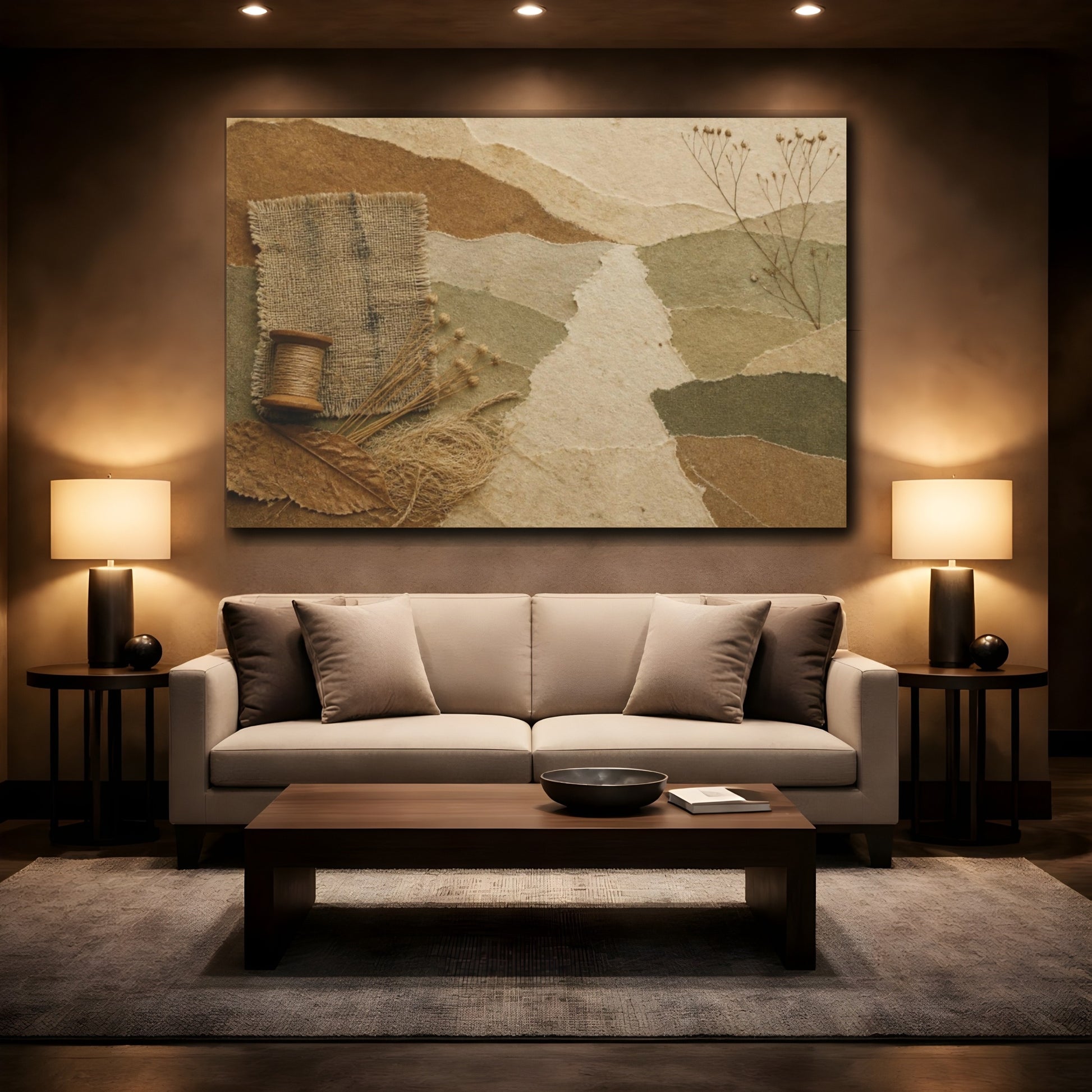 Mockup 2. Wabi Sabi Paper Collage shown as canvas print