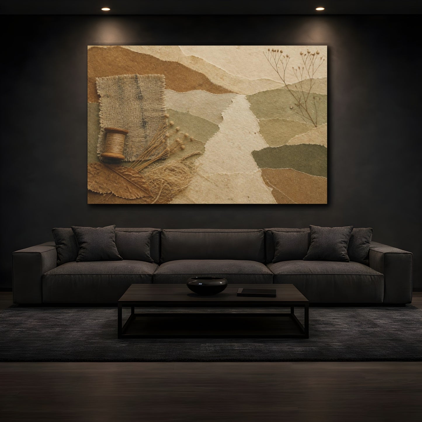 Mockup 3. Wabi Sabi Paper Collage shown as canvas print