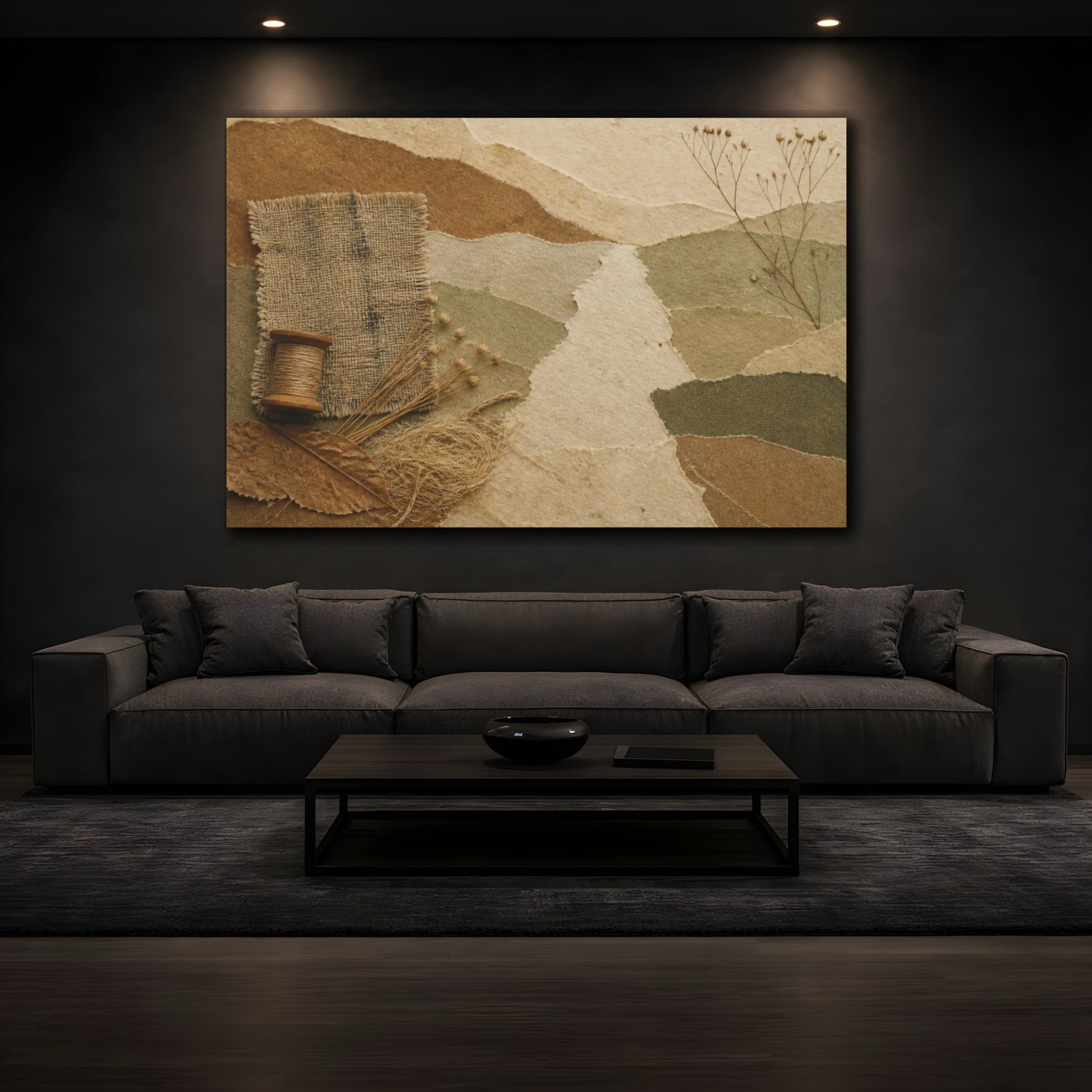 Mockup 3. Wabi Sabi Paper Collage shown as canvas print