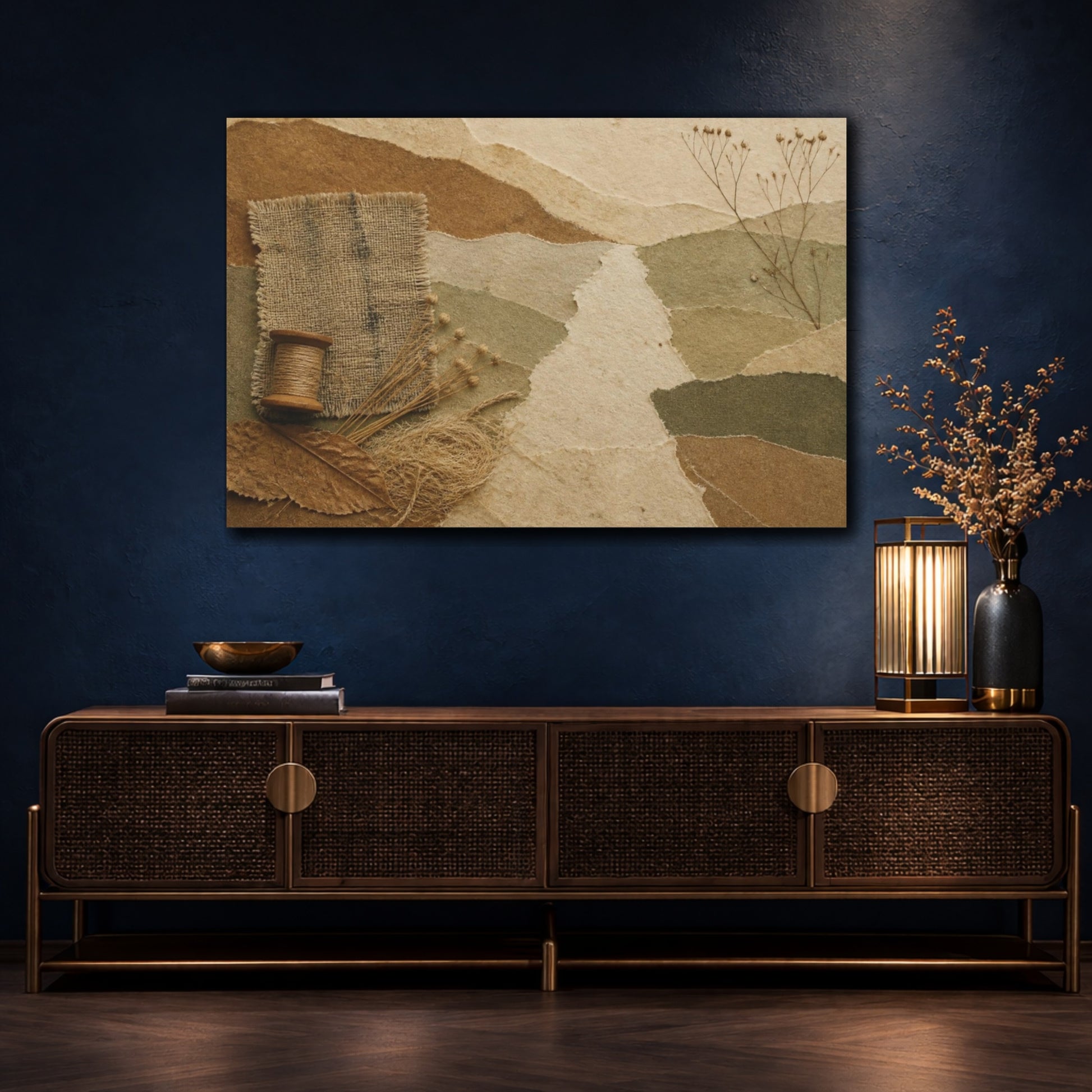 Mockup 4. Wabi Sabi Paper Collage shown as canvas print