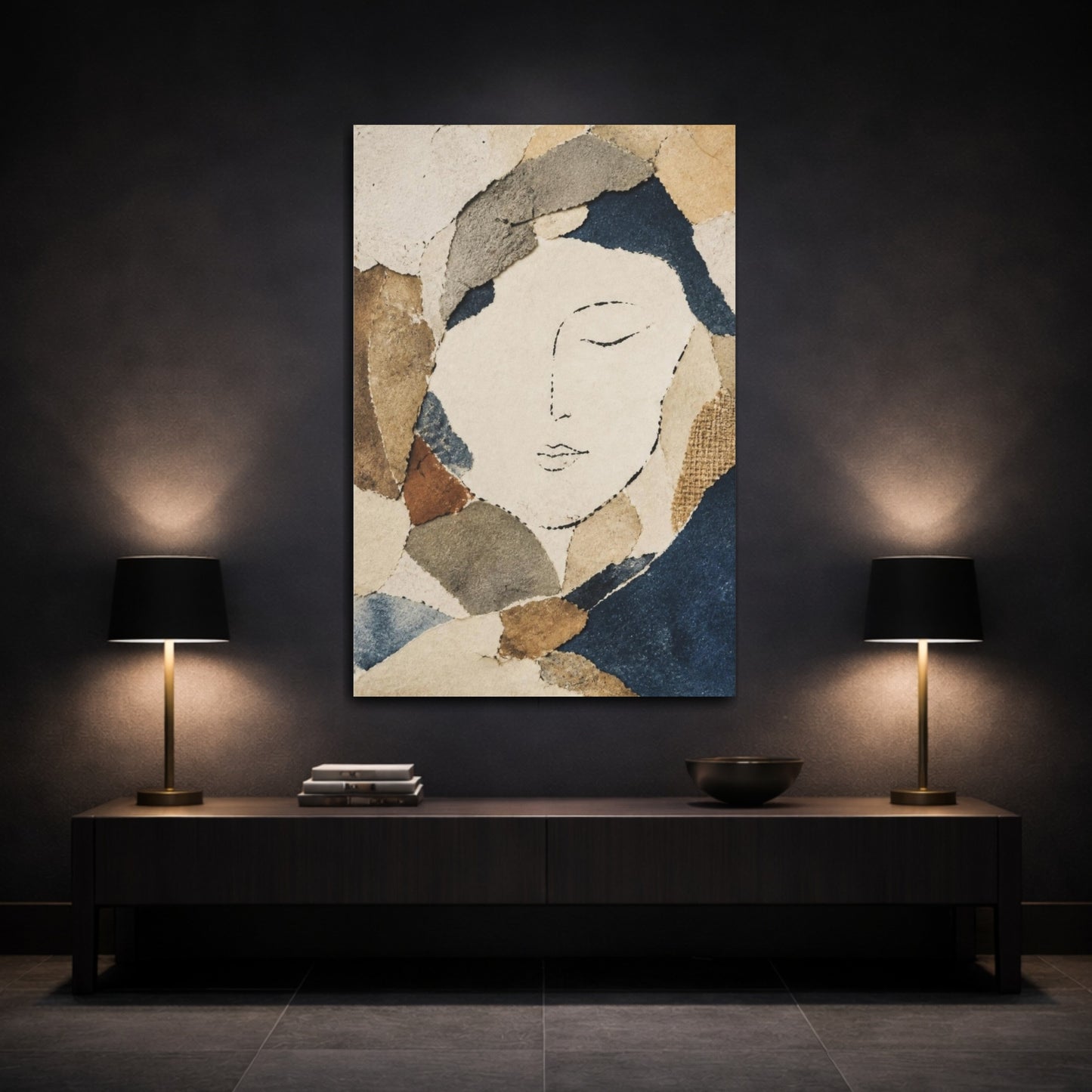 Mockup 3. Wabi Sabi Paper Face shown as canvas print