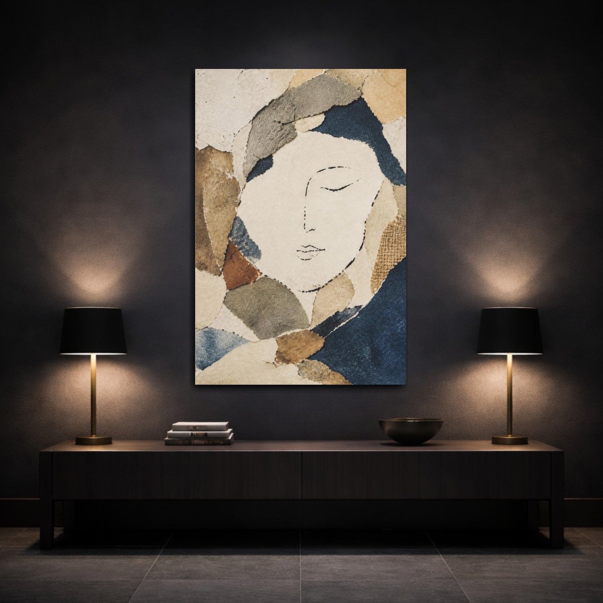 Mockup 3. Wabi Sabi Paper Face shown as canvas print