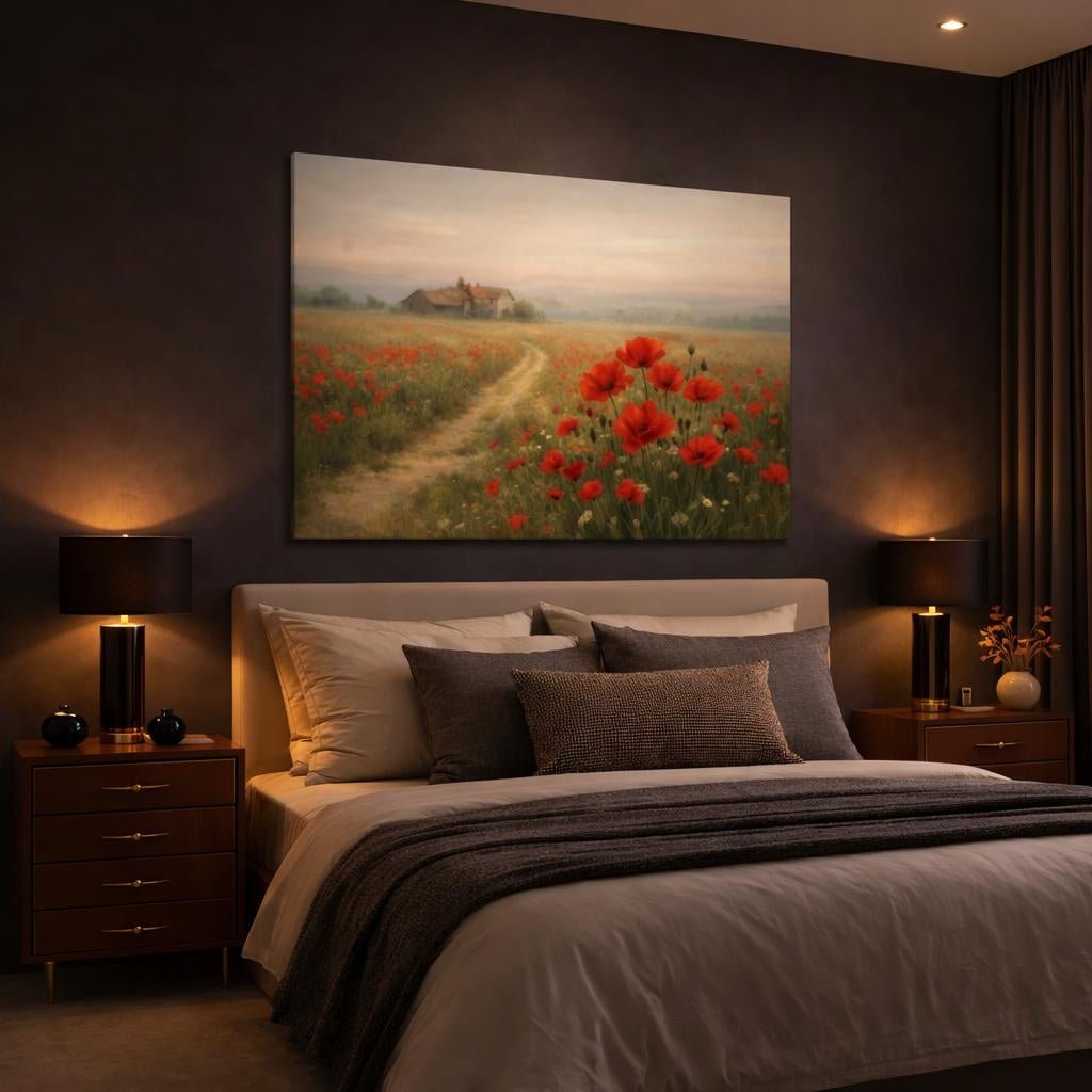 Wabi Sabi Poppy Field Floral - Canvas Wall Art Print - YesArtYes