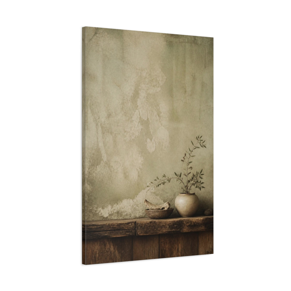 Main Mockup. Wabi Sabi Potted Plant shown as canvas print
