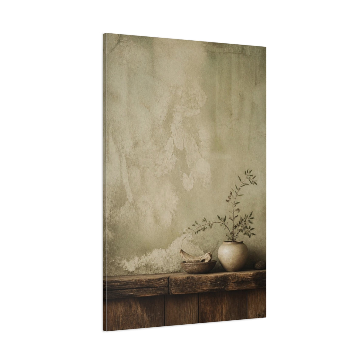 Side Mockup 1. Wabi Sabi Potted Plant shown as canvas print