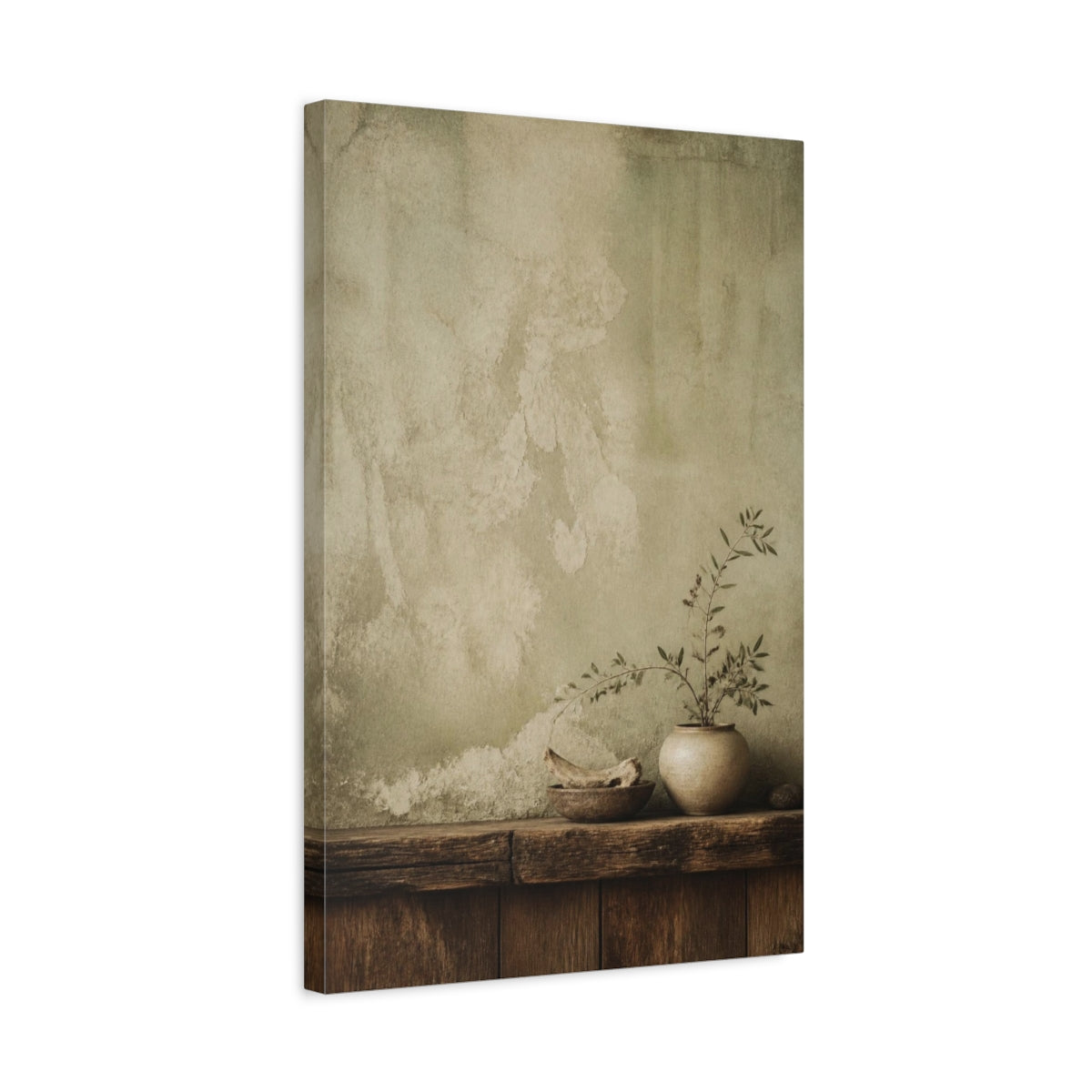 Side Mockup 3. Wabi Sabi Potted Plant shown as canvas print