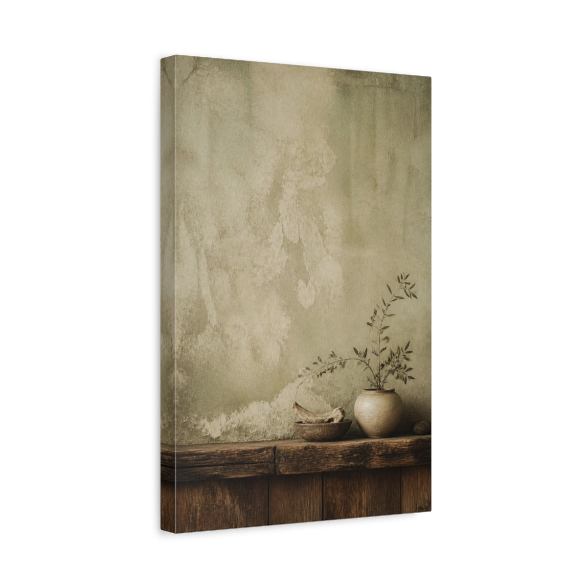 Side Mockup 4. Wabi Sabi Potted Plant shown as canvas print