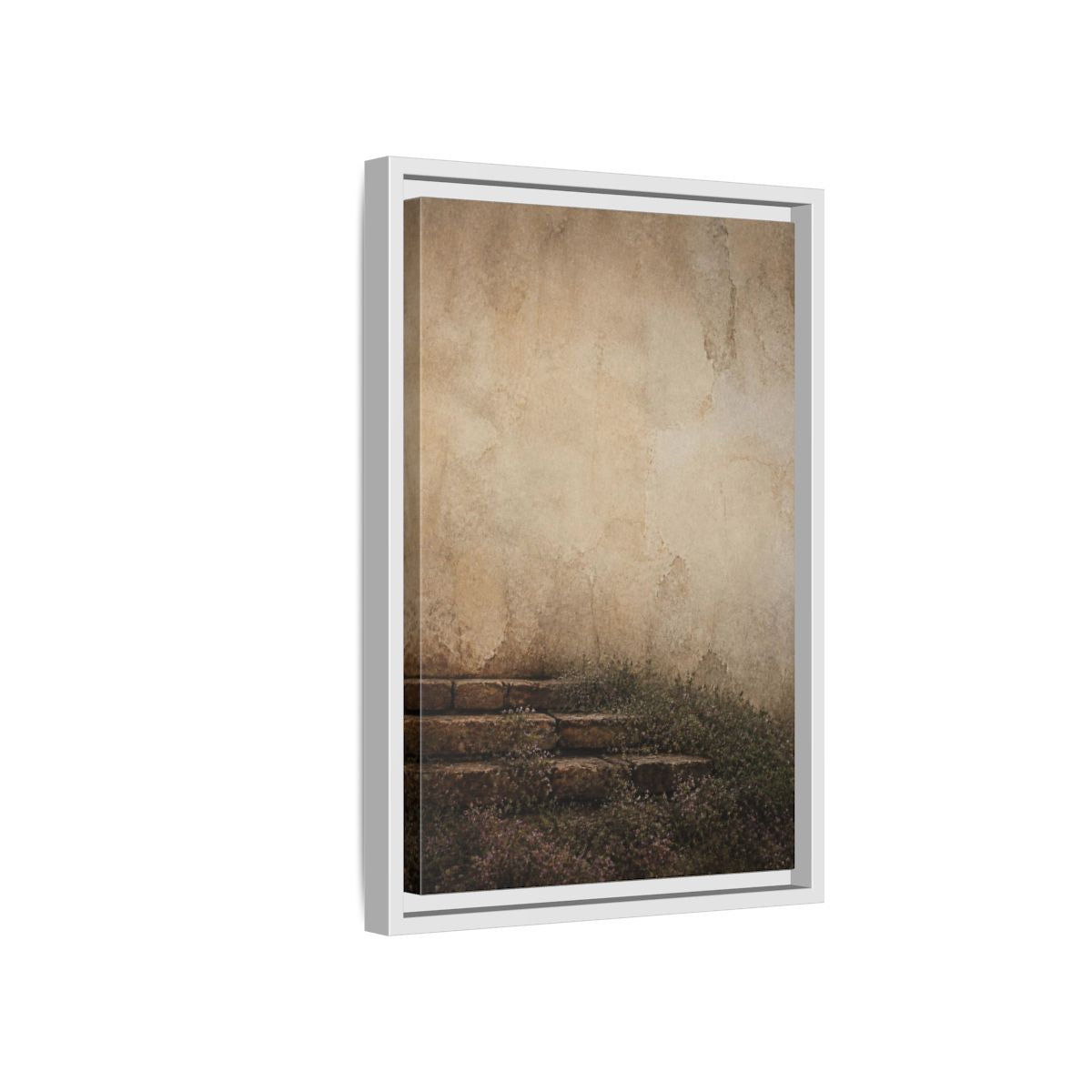 Side Mockup 4. Wabi Sabi Stone Steps shown as framed canvas print