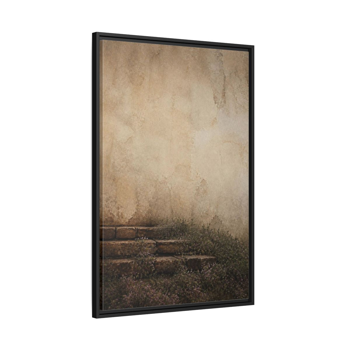 Side Mockup 13. Wabi Sabi Stone Steps shown as framed canvas print