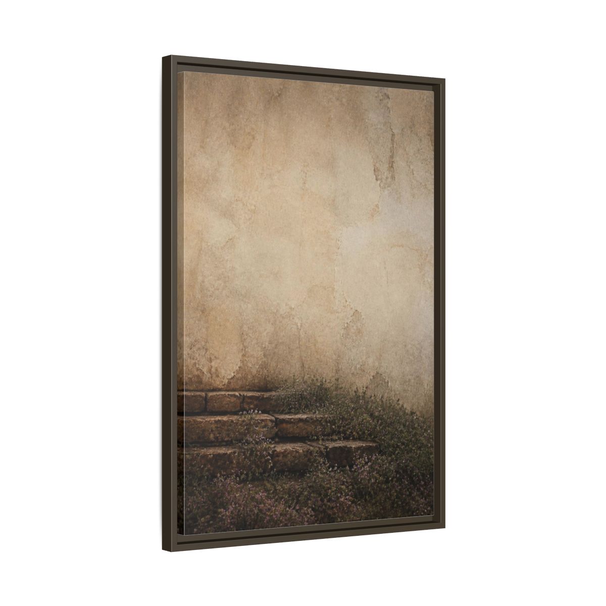 Side Mockup 11. Wabi Sabi Stone Steps shown as framed canvas print