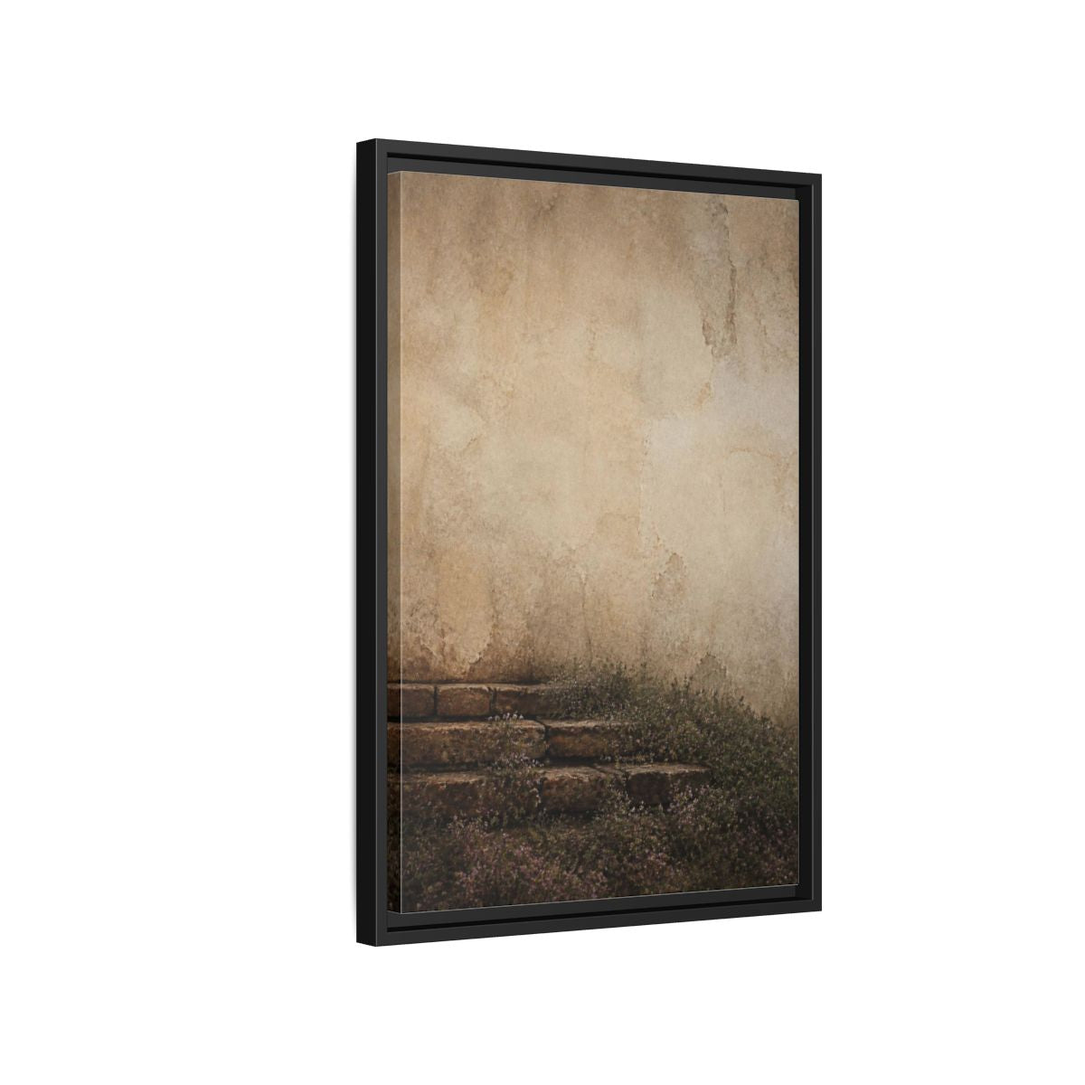 Side Mockup 3. Wabi Sabi Stone Steps shown as framed canvas print