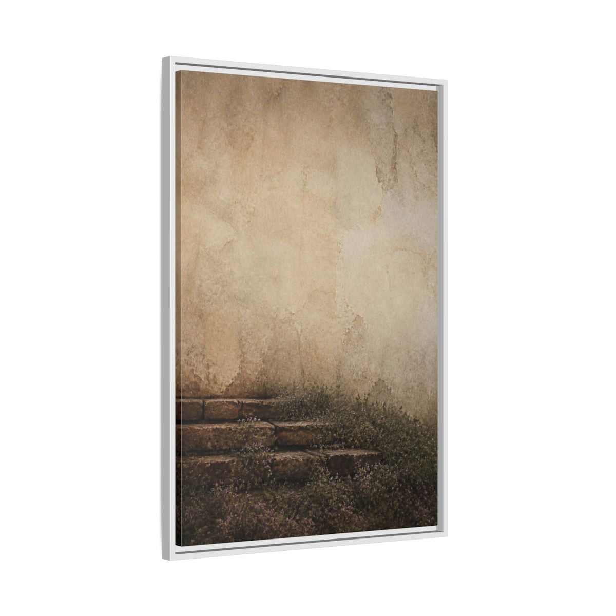 Side Mockup 9. Wabi Sabi Stone Steps shown as framed canvas print