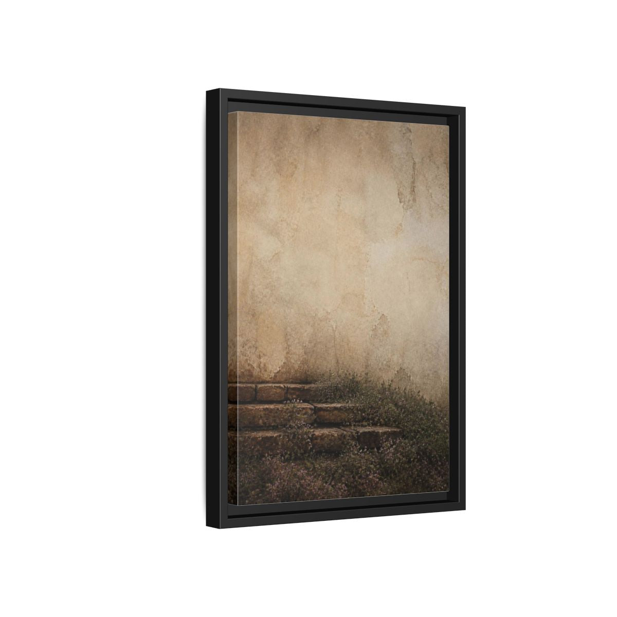 Side Mockup 6. Wabi Sabi Stone Steps shown as framed canvas print