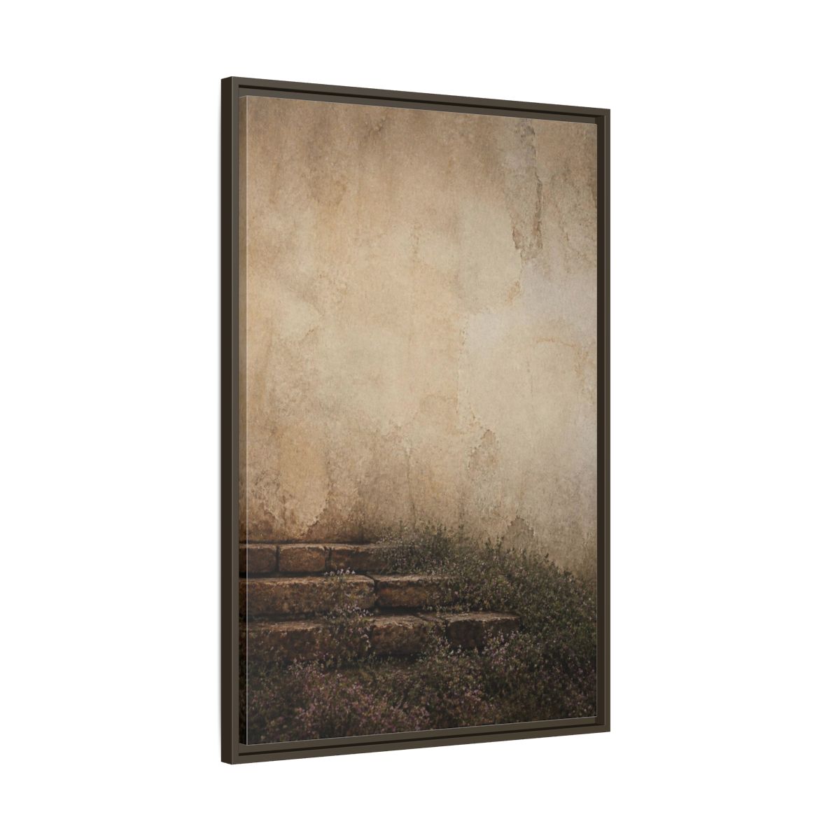 Main Mockup. Wabi Sabi Stone Steps shown as framed canvas print